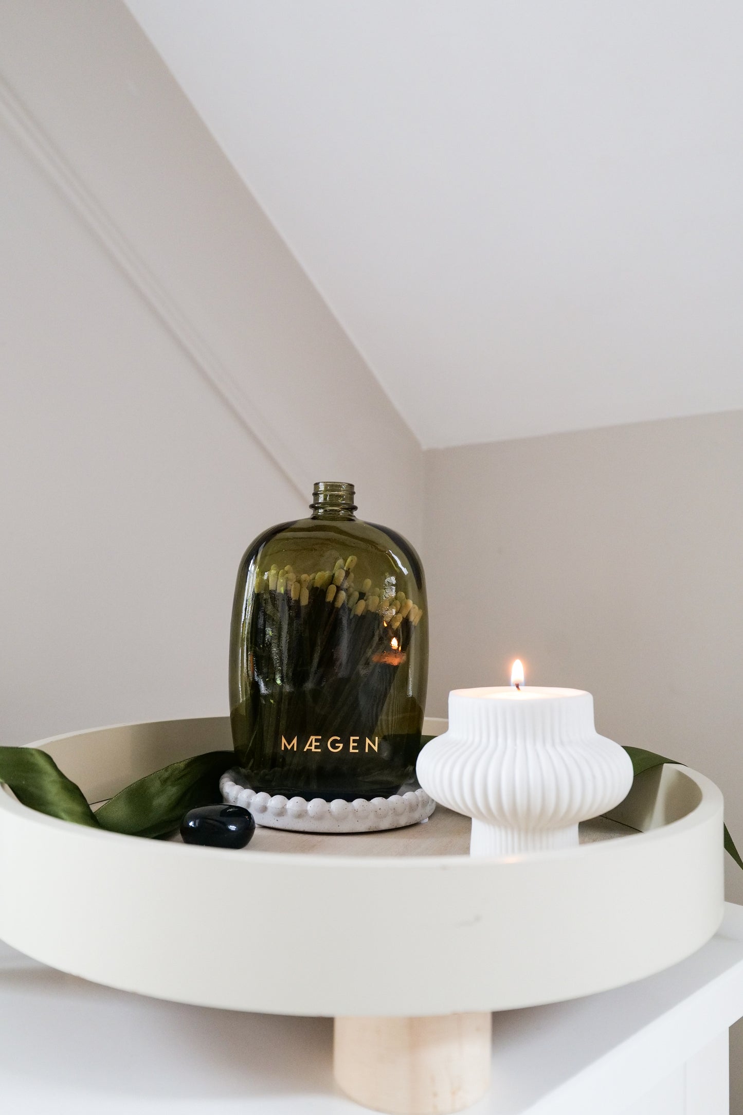 Green Glass Matchstick Bottles