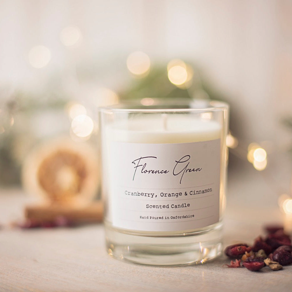 Cranberry & Orange Large Glass Candle