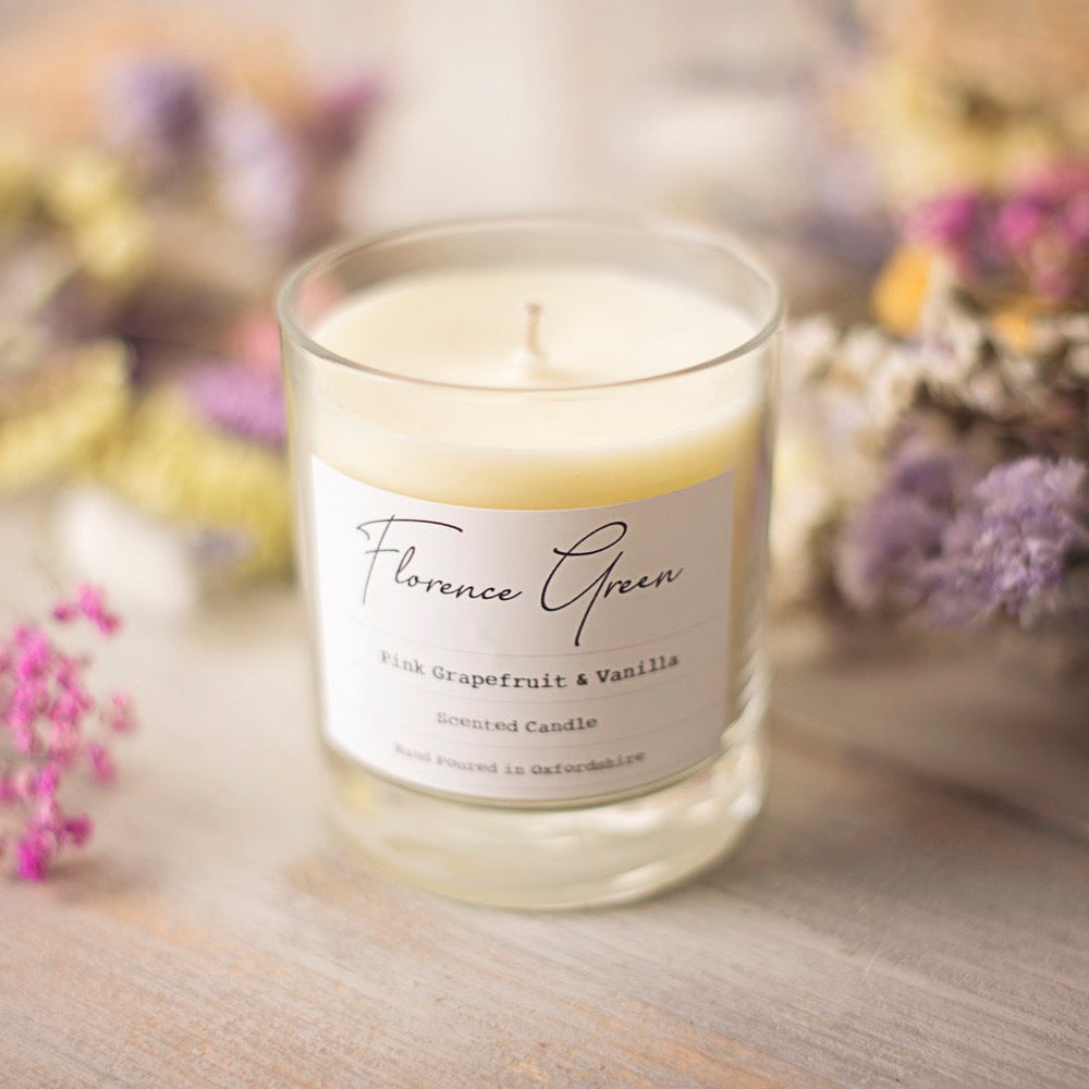 Pink Grapefruit & Vanilla Large Glass Candle