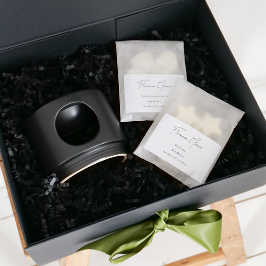 Black ceramic wax melt burner & 2 melts