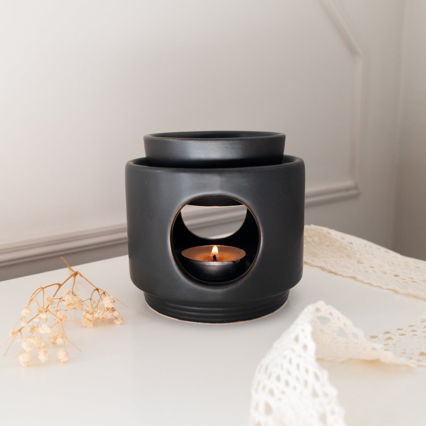 Black Ceramic Oil & Wax Melt Burner