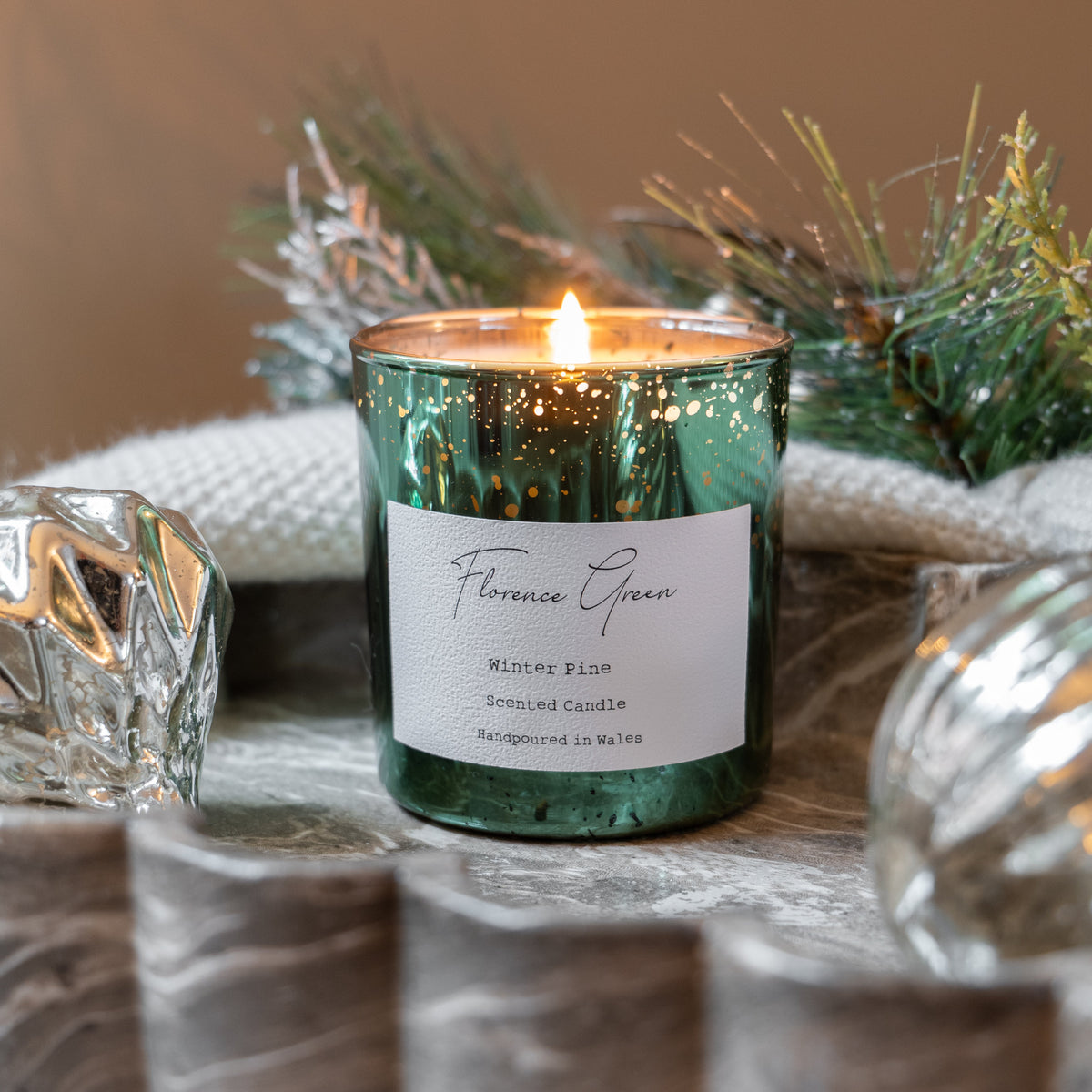 Florence GreenGreen Electroplated Winter Pine Candle