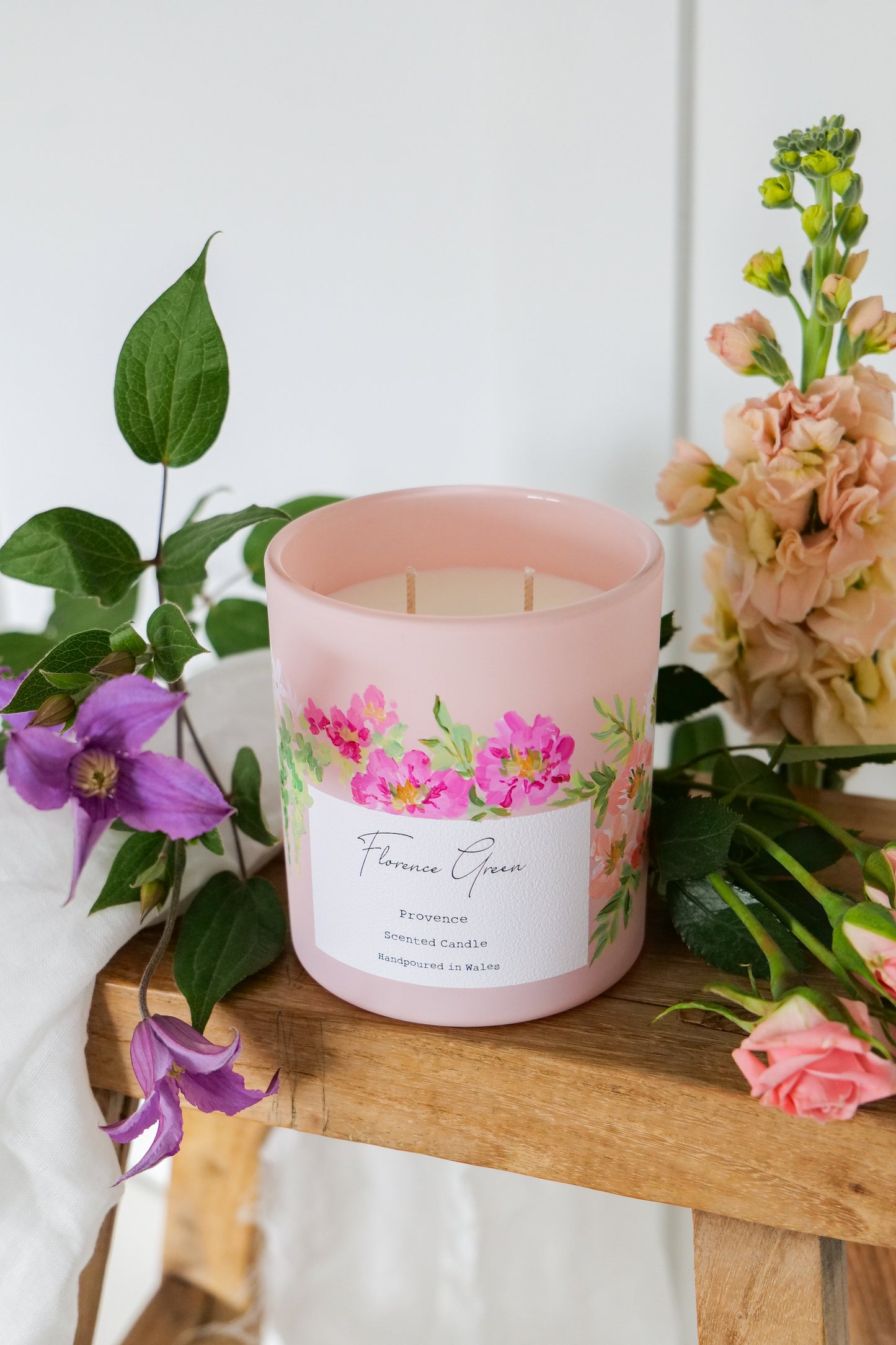 PRE ORDER - Huxley & Mabel X Florence Green Handpainted Double Wick Candle